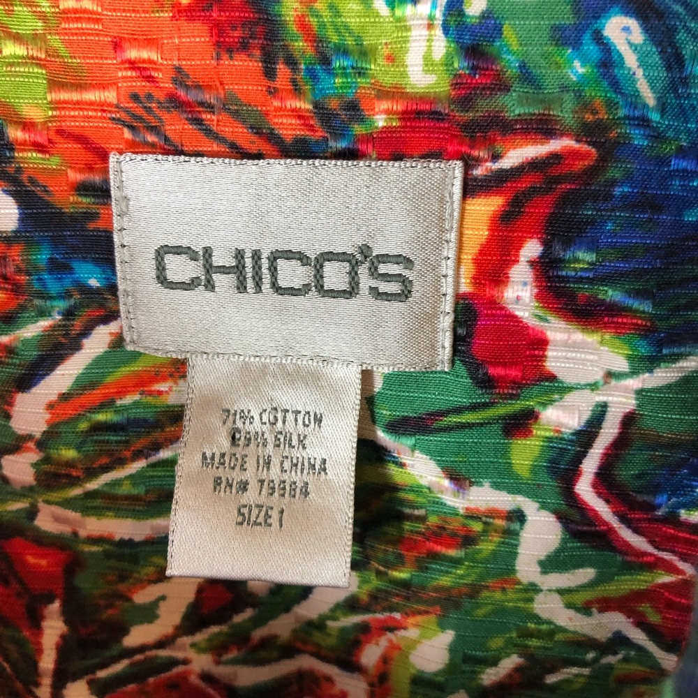 Chico’s multicolor size 1 bright colors 3/4 sleeve - Picture 6 of 8